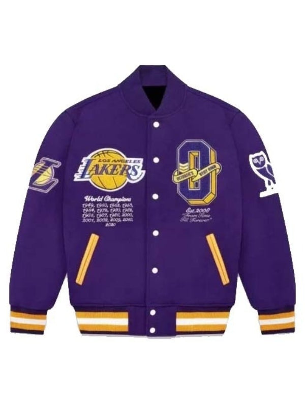 Los Angeles Lakers OVO Purple Wool Varsity Jacket - The America Jackets