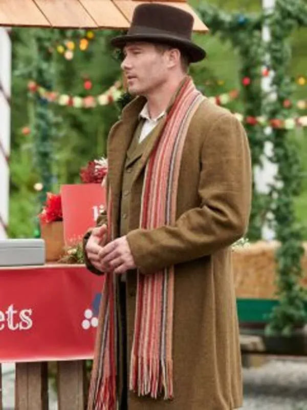 Luke Macfarlane A Magical Christmas Village Brown Wool Coat