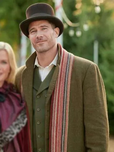 Luke Macfarlane A Magical Christmas Village Brown Wool Coat