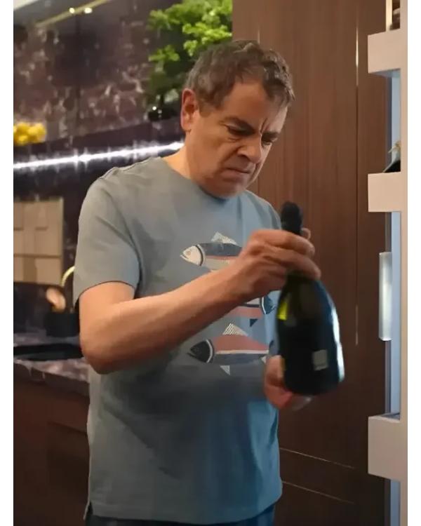 Man vs Baby 2025 Rowan Atkinson Fish Printed T-Shirt