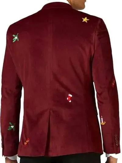 Men Red Christmas Blazer