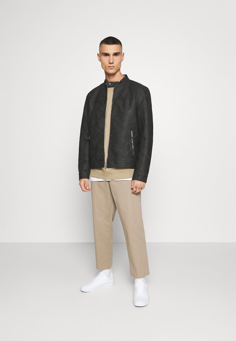 Shumack Black Cafe Racer Faux Leather Jacket