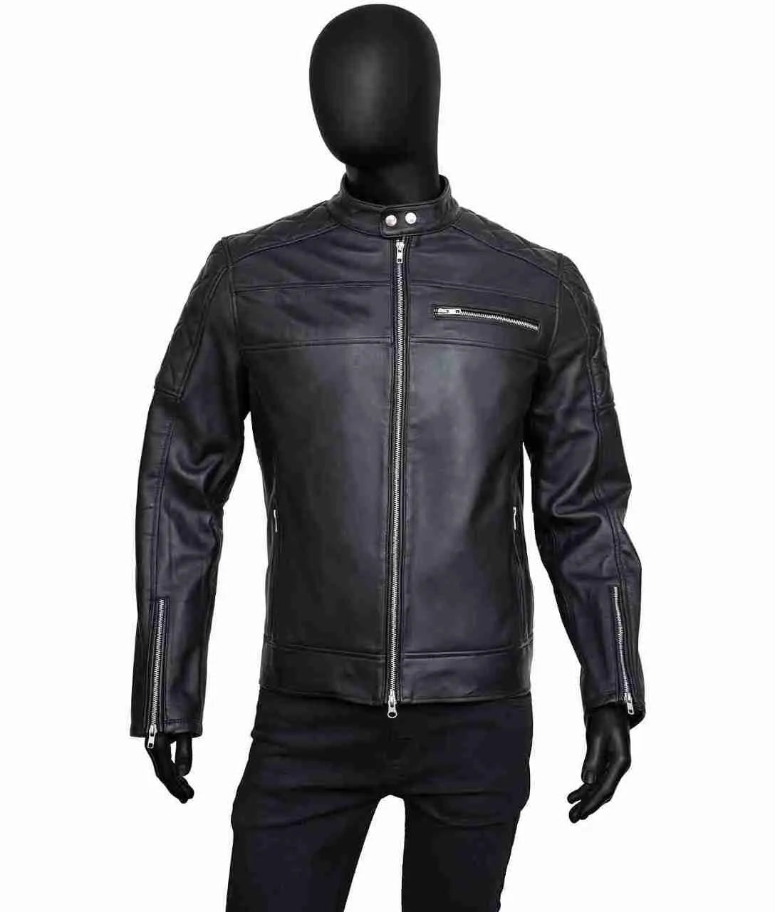 Mens Slimfit Black Leather Jacket - The America Jackets