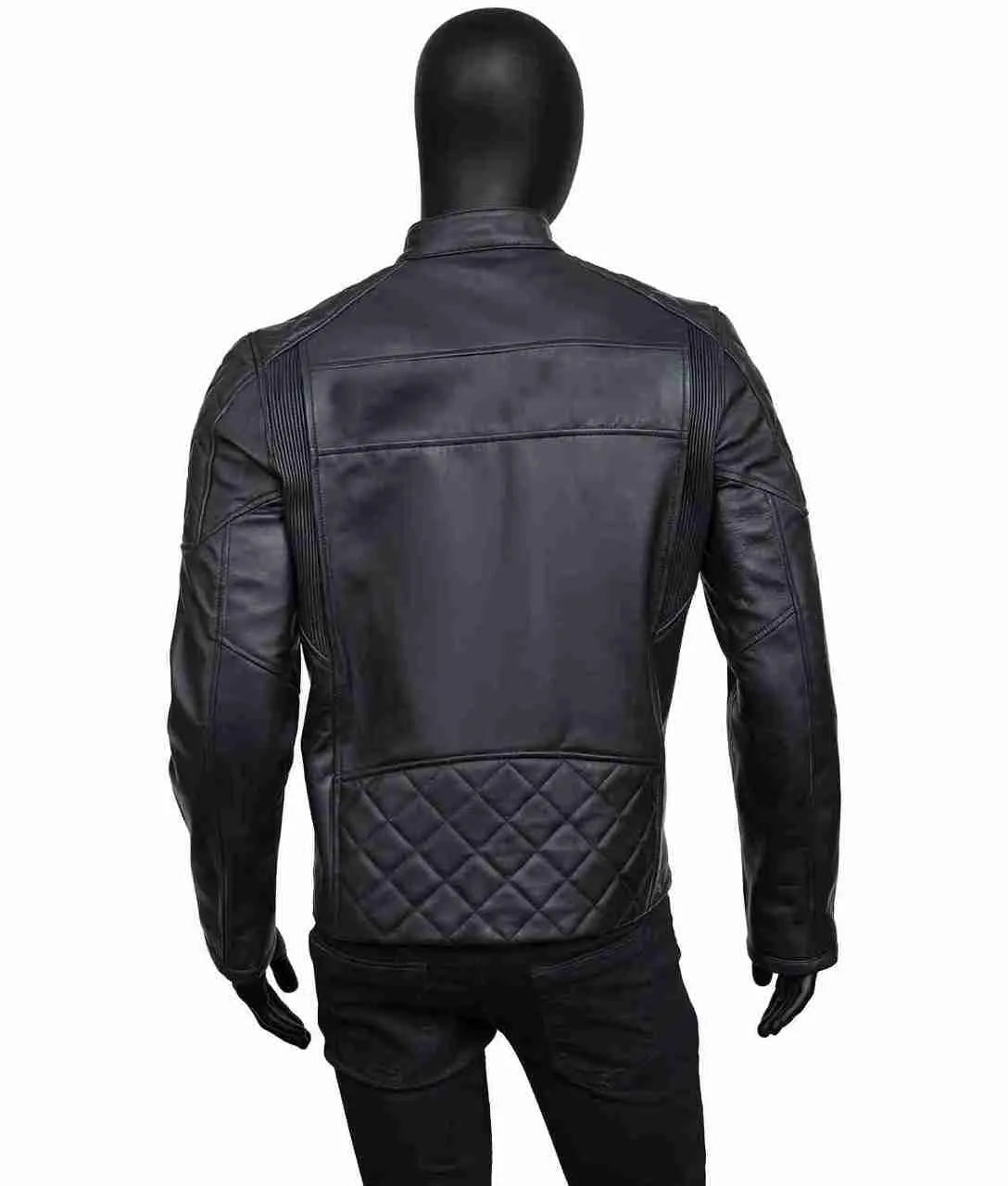 Mens Slimfit Black Leather Jacket - The America Jackets
