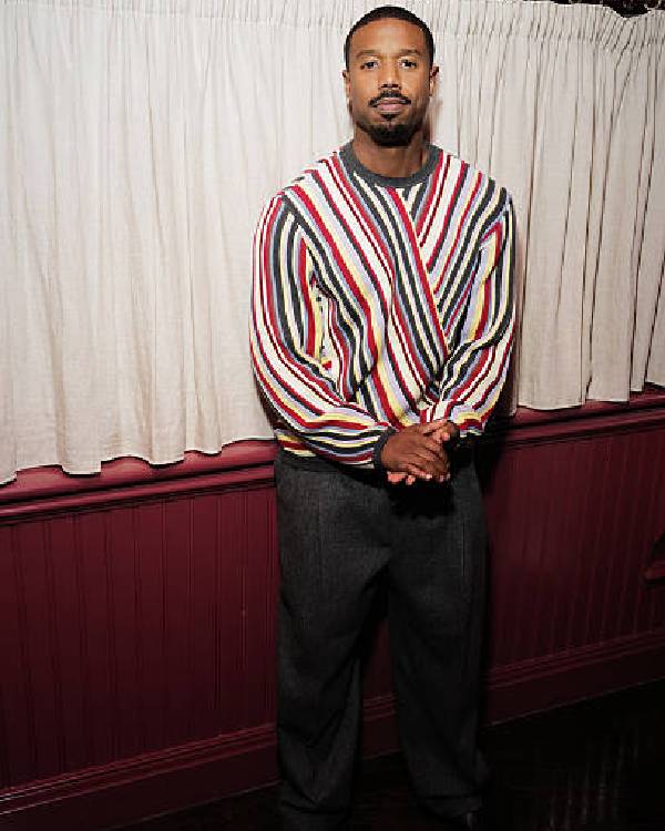 Michael B. Jordan Multicolor Striped Sweater