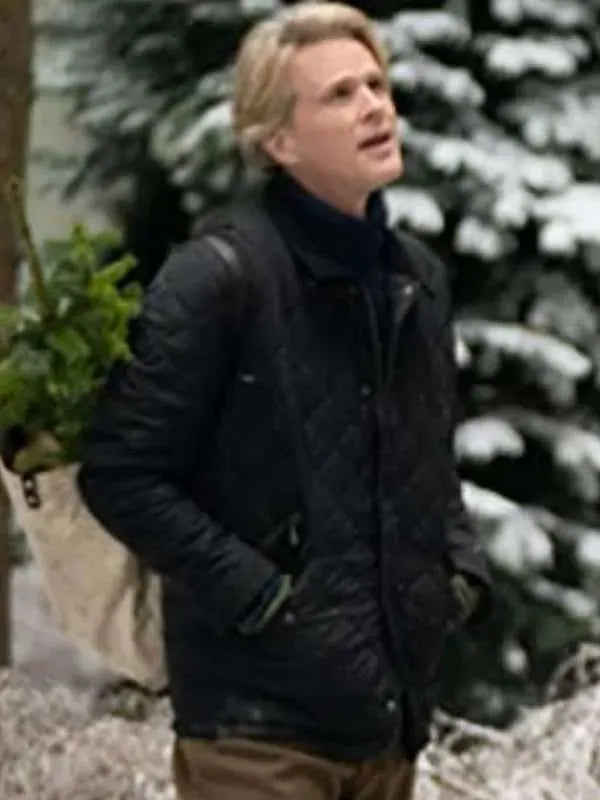Myles A Castle for Christmas Cary Elwes Black Quilted Jacket