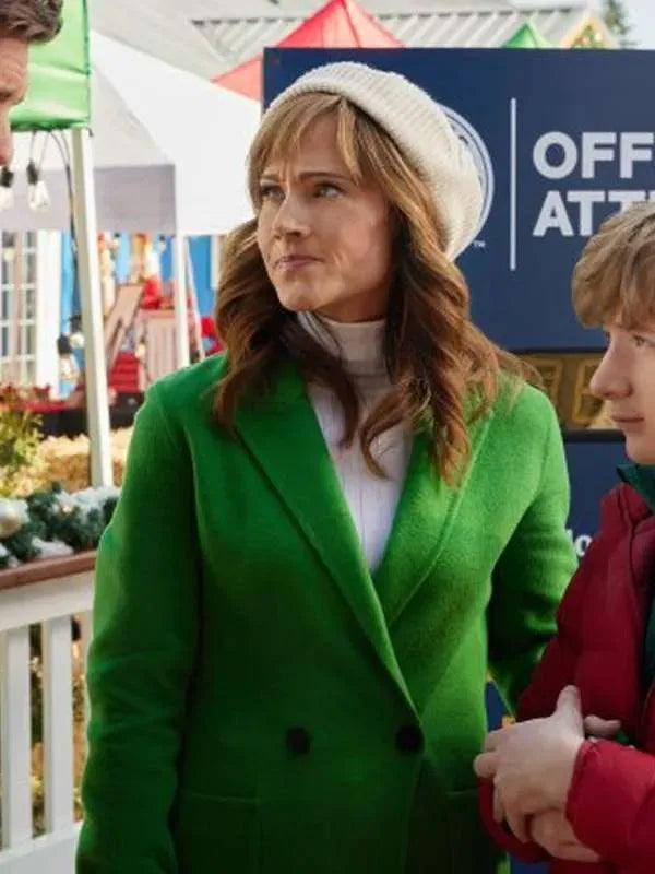 Nikki Deloach A World Record Christmas Green Coat