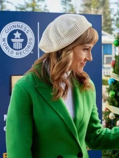 Nikki Deloach A World Record Christmas Green Coat
