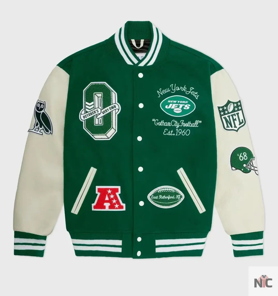 OVO x NFL New York Jets Varsity Jacket Clanton Jacket