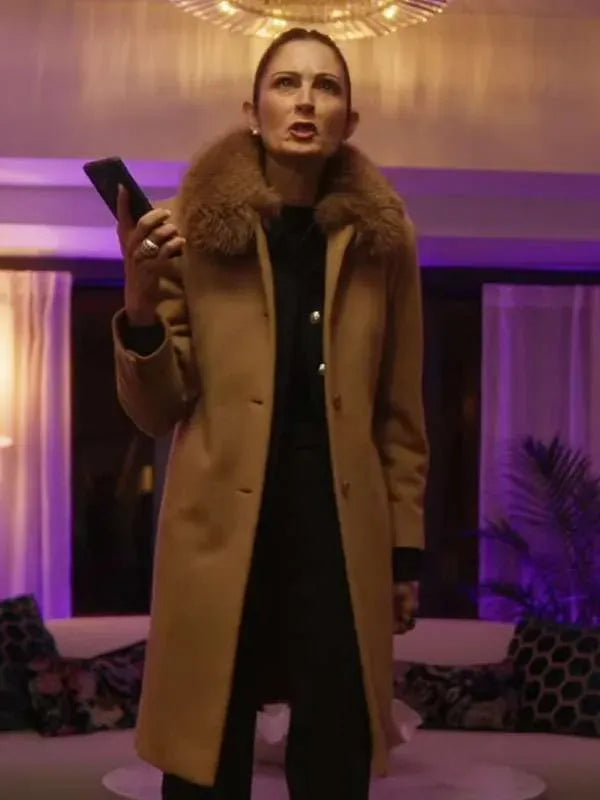 Rachel Petsiavas Christmas in Mistletoe Brown Fur Coat