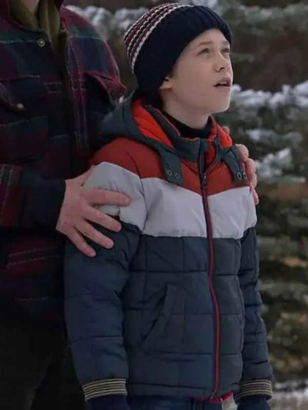 Asa Butterfield Your Christmas or Mine Blue Puffer Vest