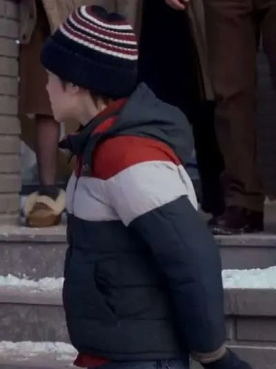 Asa Butterfield Your Christmas or Mine Blue Puffer Vest