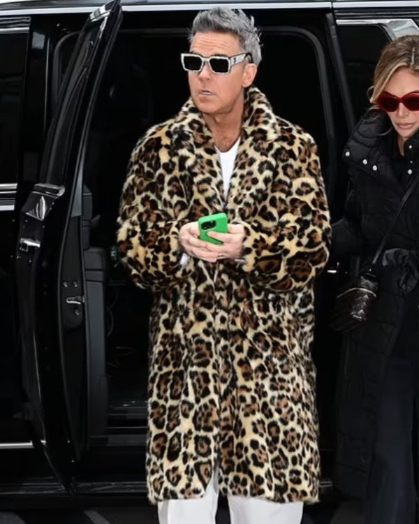 Robbie Williams Leopard Print Fur Coat
