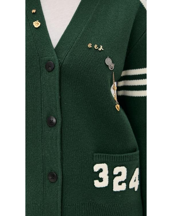 FBI S08 Alexandra Avezova Green Varsity Cardigan