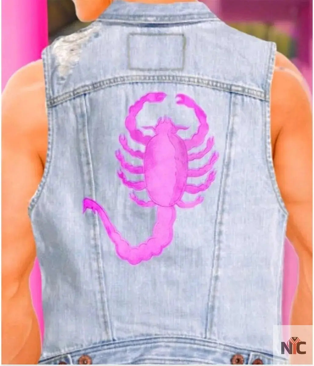 Ryan Gosling Barbie Blue Denim Vest Clanton Jacket