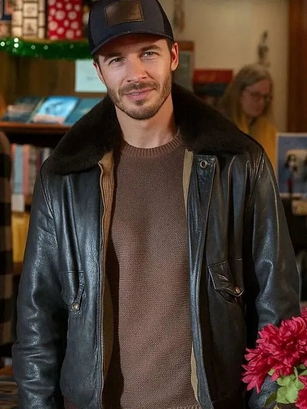 Ryan Carnes A Cherry Pie Christmas Leather Jacket