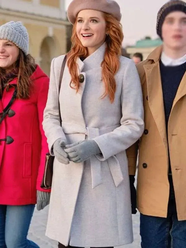 Sarah Drew Christmas in Vienna Grey Wool Coat
