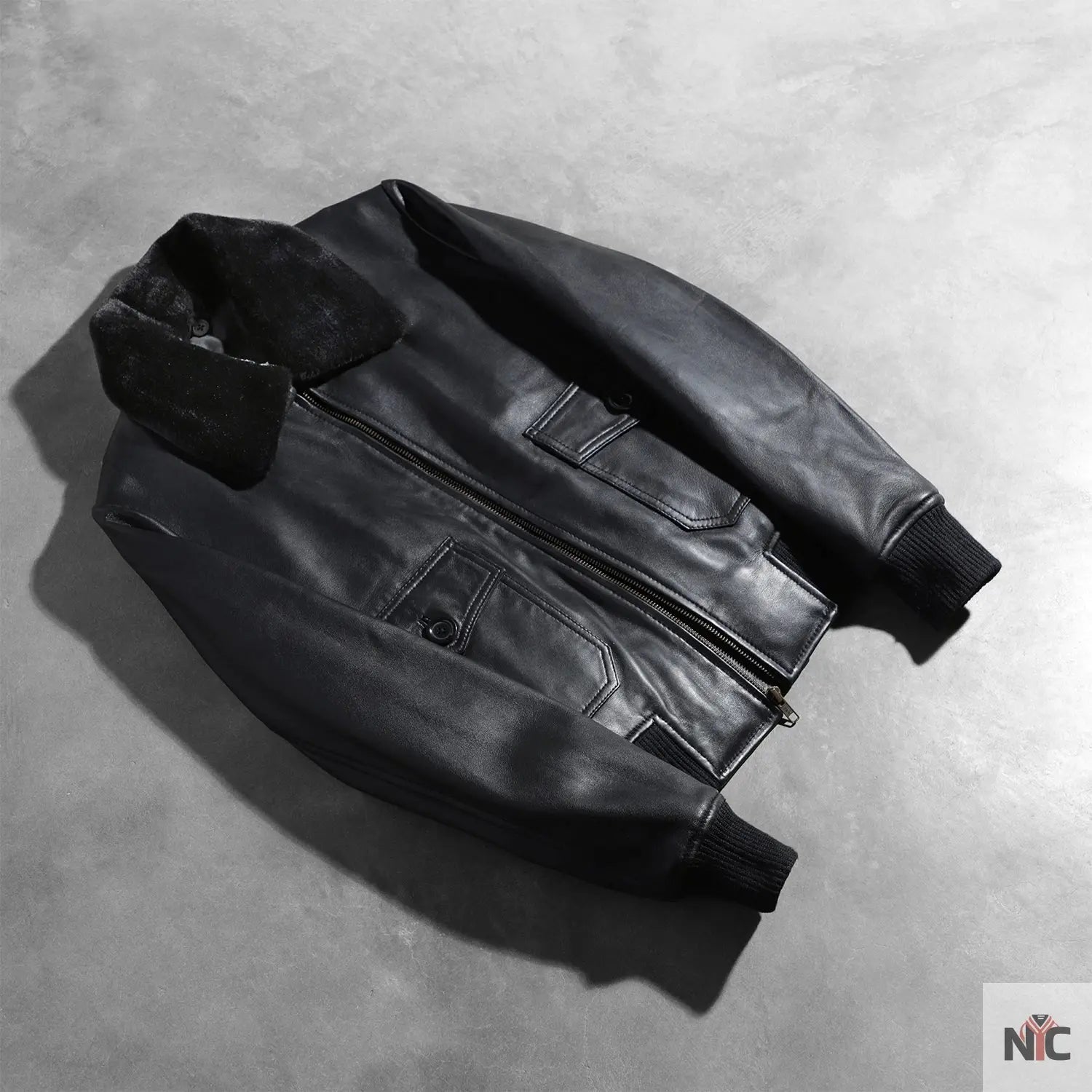 Stella G-1 Black Leather Bomber Jacket Clanton Jacket