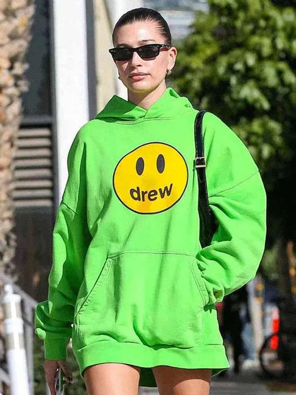 Street Style Hailey Bieber Green Hoodie