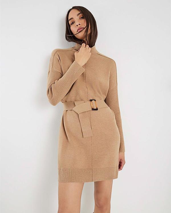 This Morning 2025 Cat Deeley Brown Belted Jumper Dress