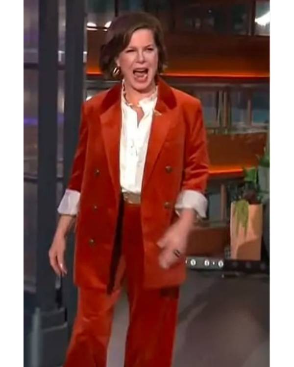 The Kelly Clarkson Show Marcia Gay Harden Orange Velvet Blazer