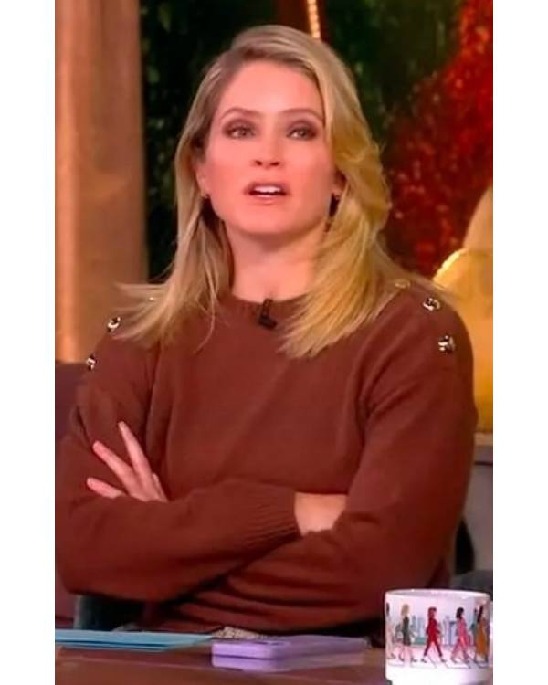 The View Sara Haines Brown Sweater With Shoulder Buttons