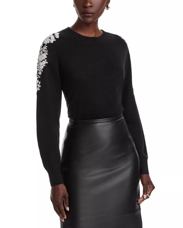 The Voice S28 Reba McEntire Black Embroidered Sweater