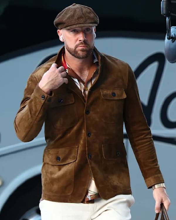 Travis Kelce Cashmere Suede Military Jacket