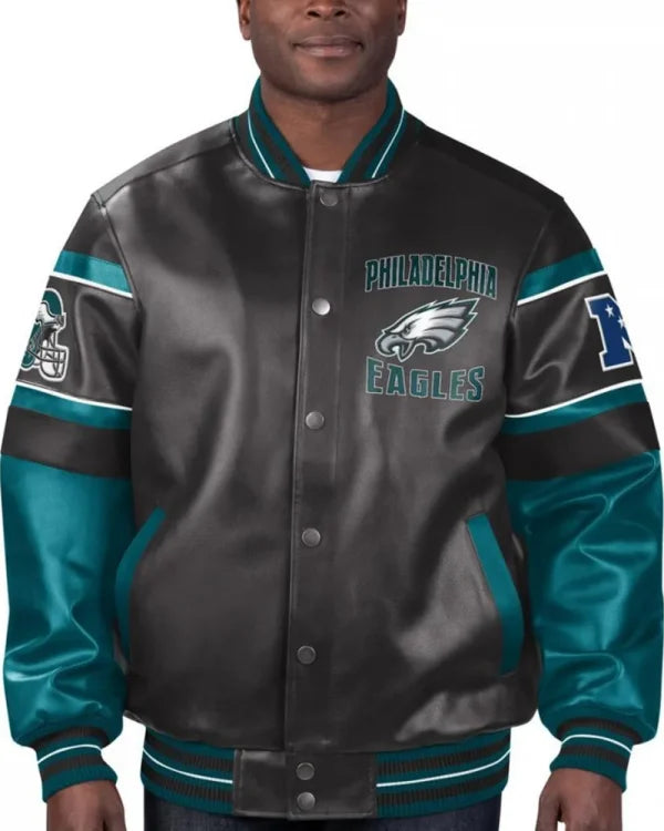 Vintage Philadelphia Eagles NFL Leather Bomber Jacket