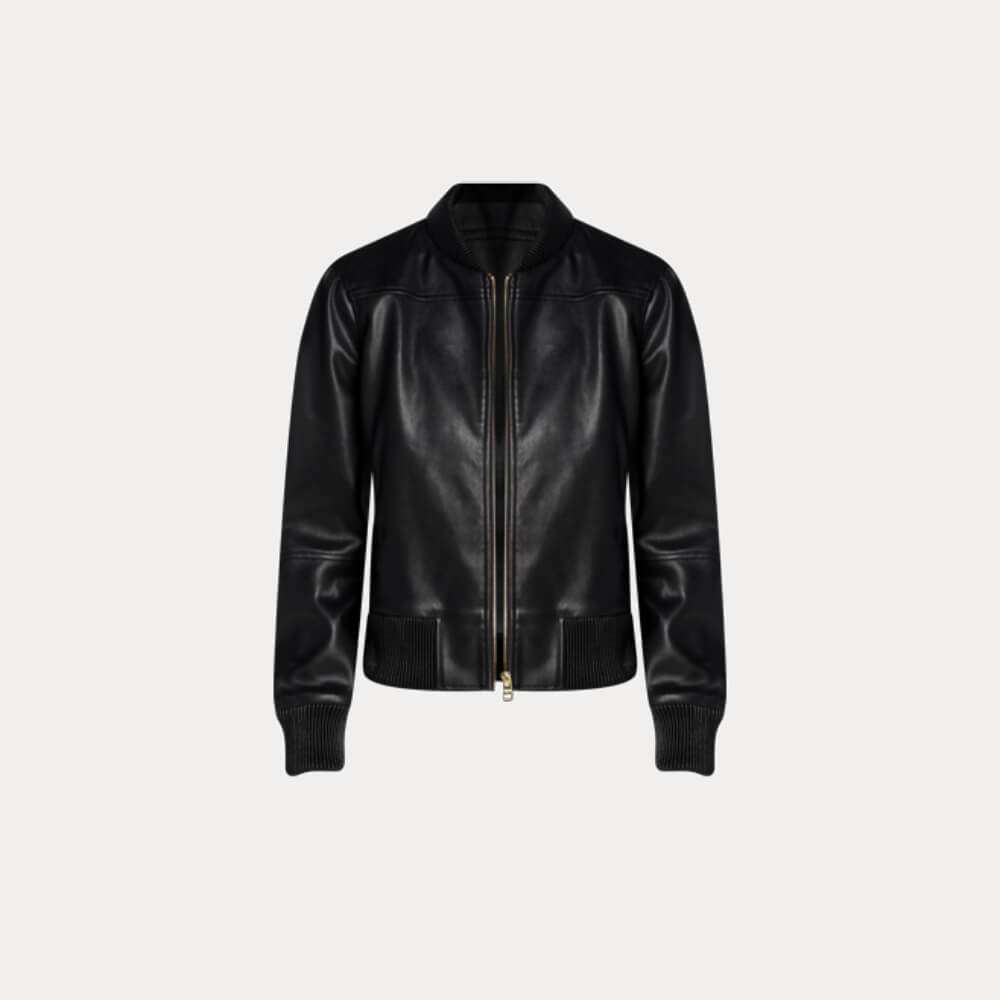Women’s Black Bomber Faux Leather Jacket
