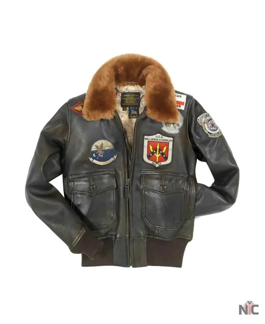Women Top Gun Flight Leather Jacket Clanton Jacket