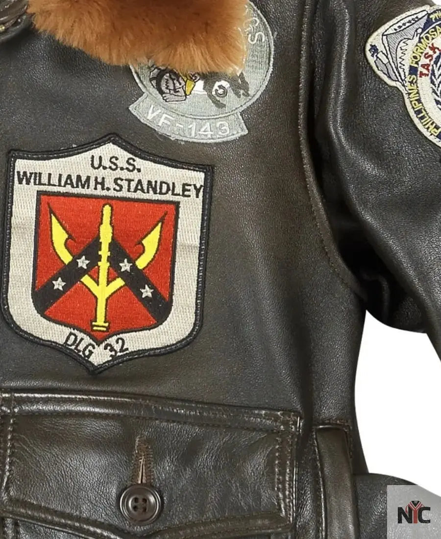 Women Top Gun Flight Leather Jacket Clanton Jacket