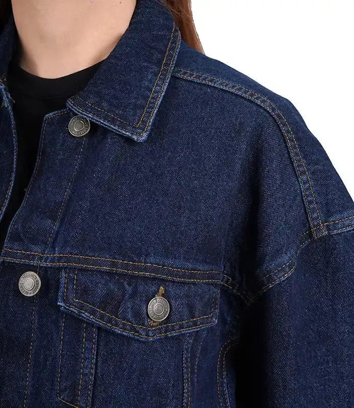 Women's Dark Blue Oversized Denim Jacket Clanton Jacket