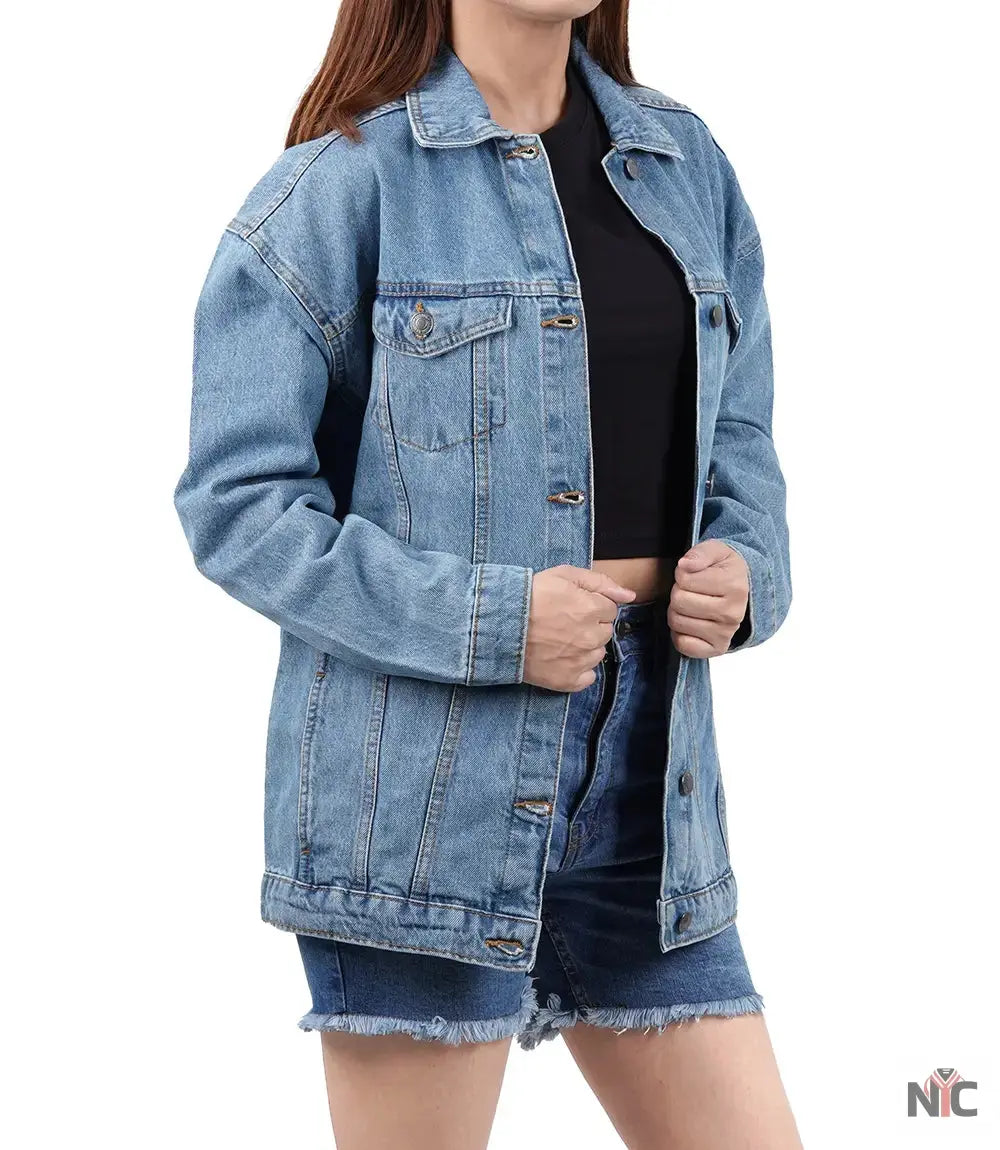 Women's Light Blue Oversized Denim Jacket Clanton Jacket