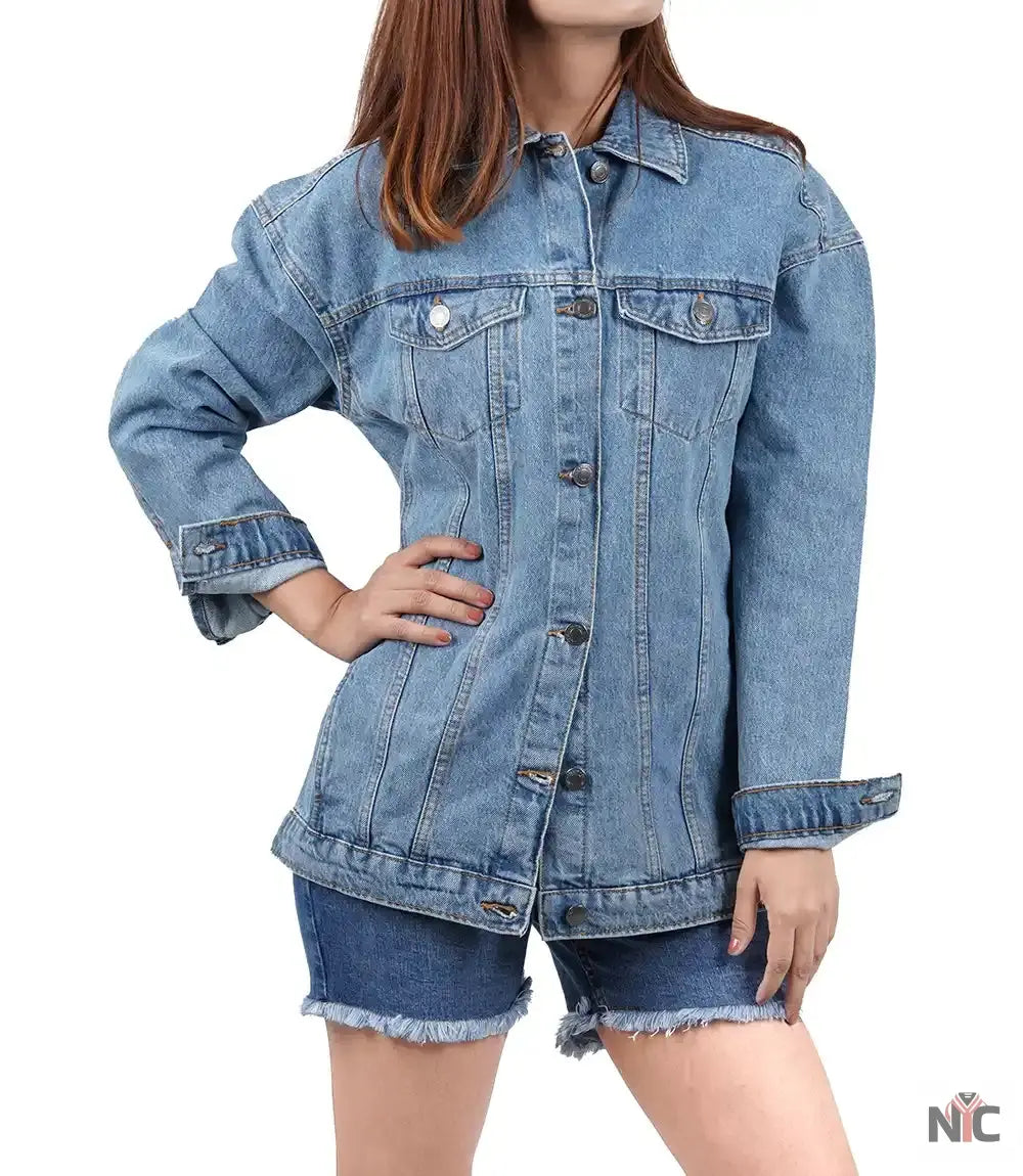 Women's Light Blue Oversized Denim Jacket Clanton Jacket