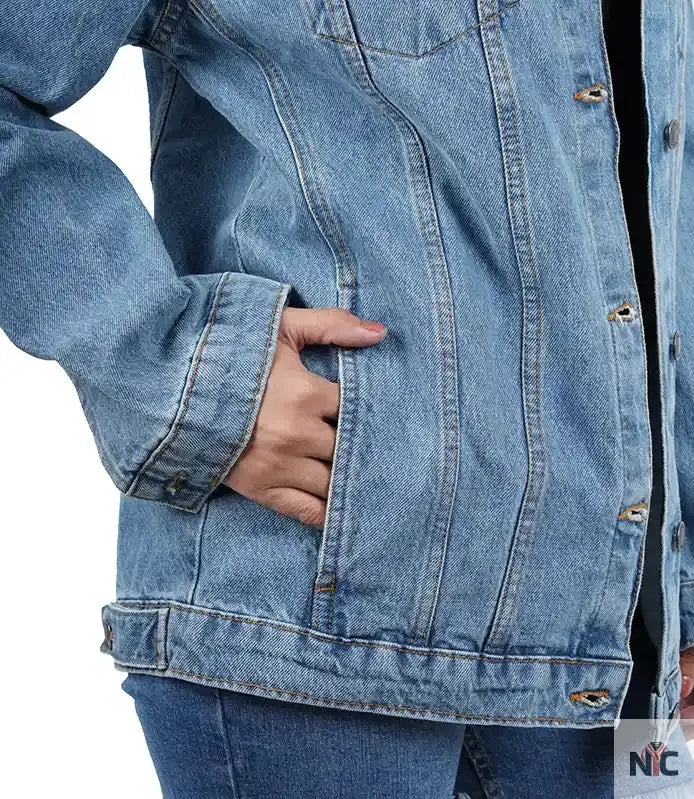 Women's Light Blue Oversized Denim Jacket Clanton Jacket