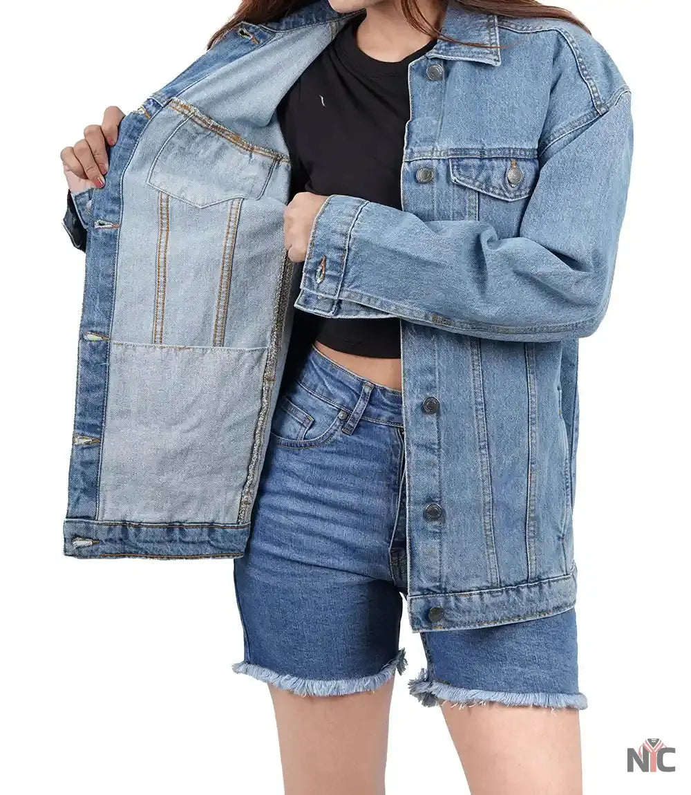 Women's Light Blue Oversized Denim Jacket Clanton Jacket
