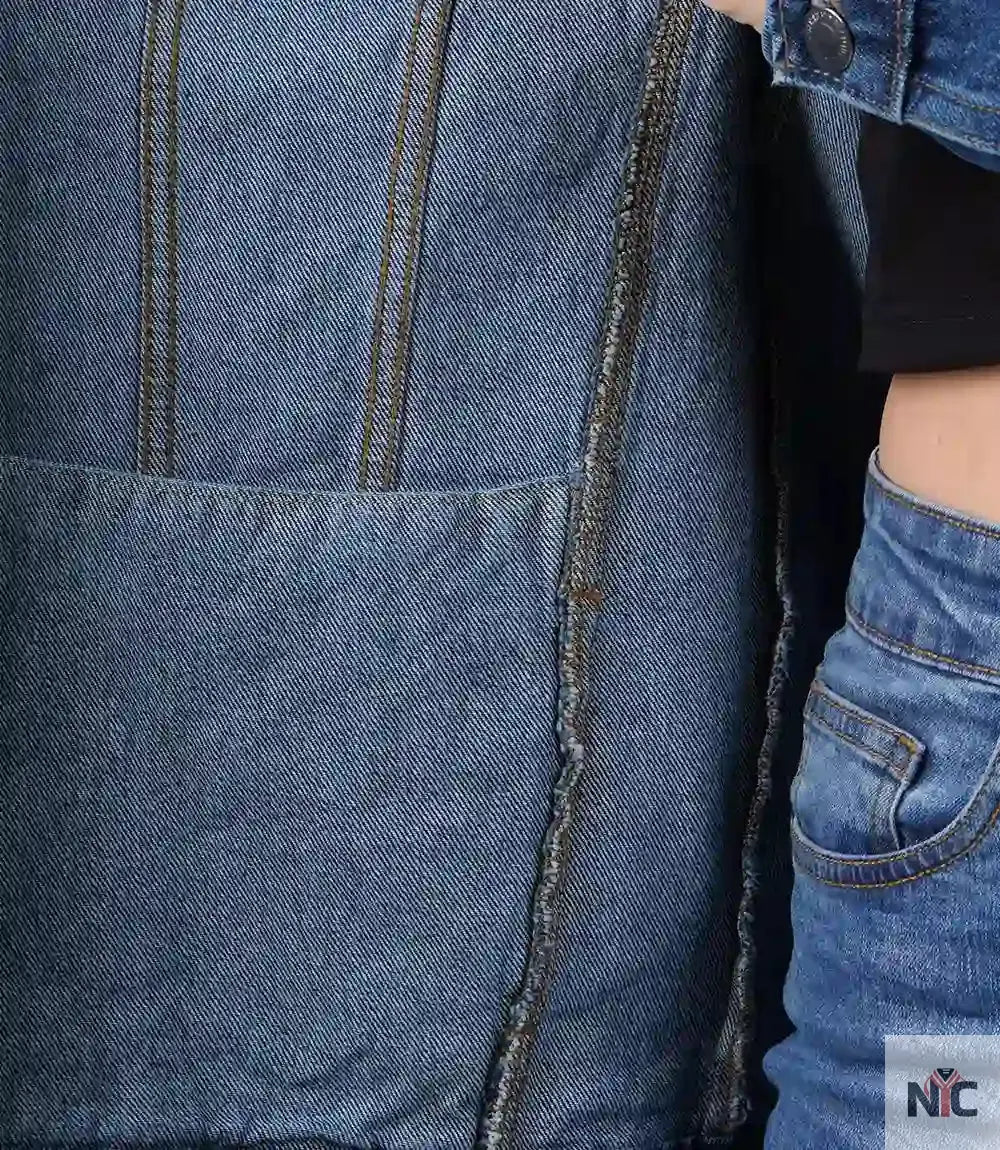 Women's Mid Blue Oversized Denim Jacket Clanton Jacket