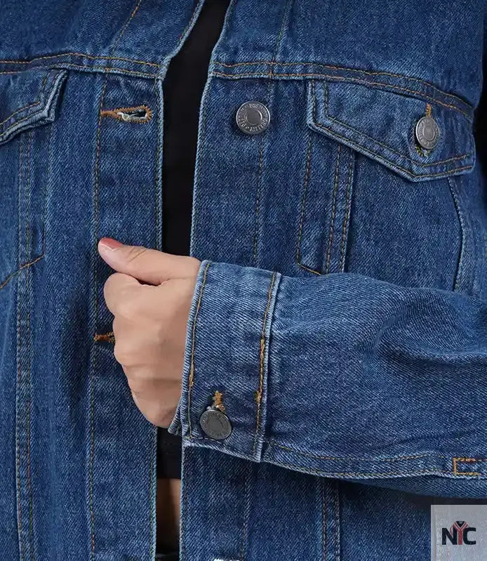 Women's Mid Blue Oversized Denim Jacket Clanton Jacket