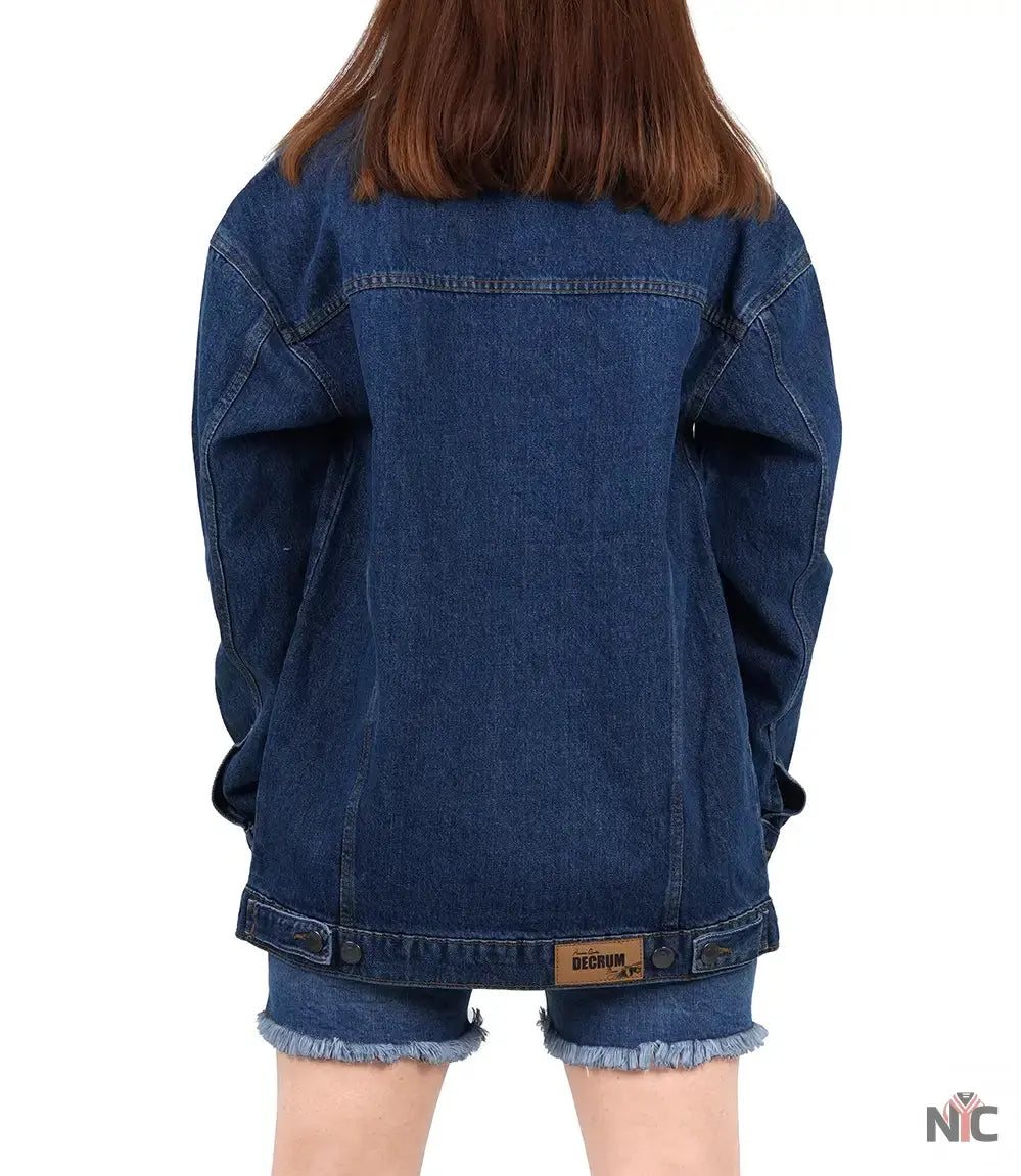 Women's Mid Blue Oversized Denim Jacket Clanton Jacket