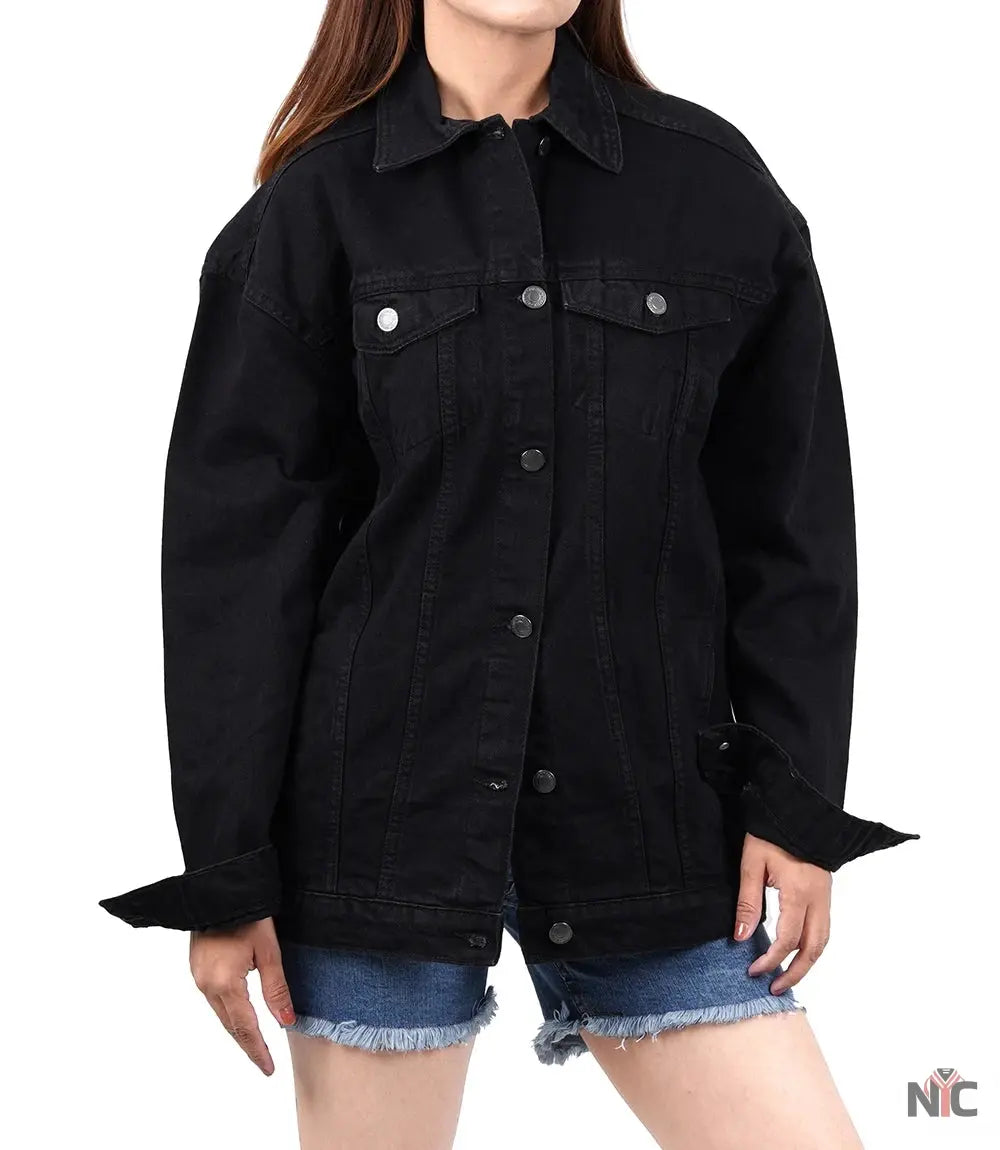 Womens Oversized Black Denim Jacket Clanton Jacket