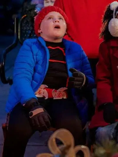 Wyatt Hunt Best Christmas Ever 2023 Blue Puffer Jacket
